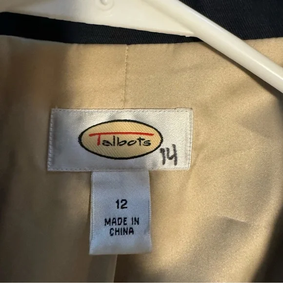 Talbots Womens Navy Blue Linen Blend Two Button Business‎ Blazer Size 12